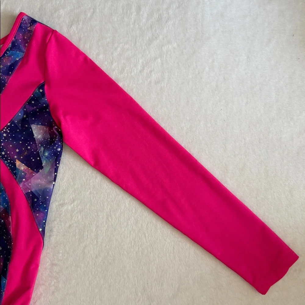 Danskin Now | Geo Galaxy Print Gymnastics Dance Long Sleeve Leotard (L 10/12)
